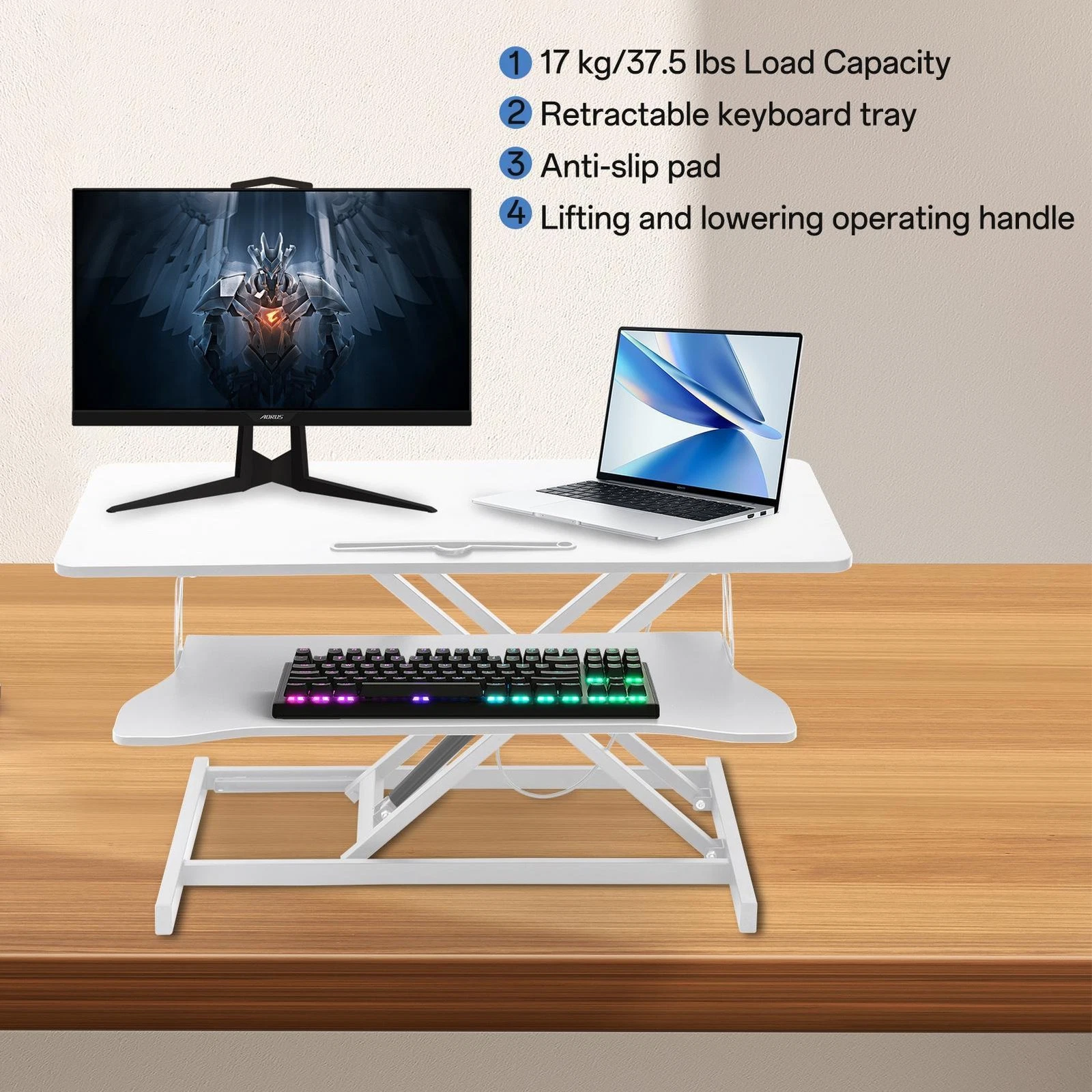white Standing Desk and computers