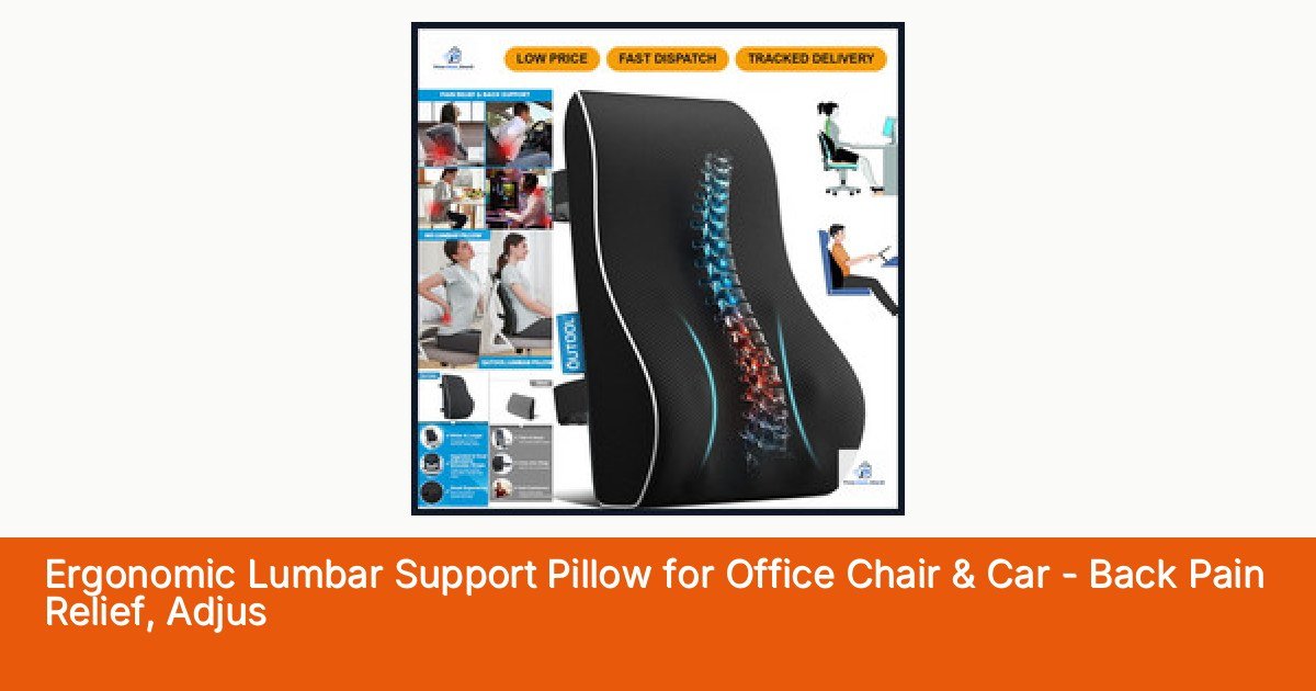 Ergonomic Lumbar Support Pillow for Office Chair & Car - Back Pain Relief, Adjus