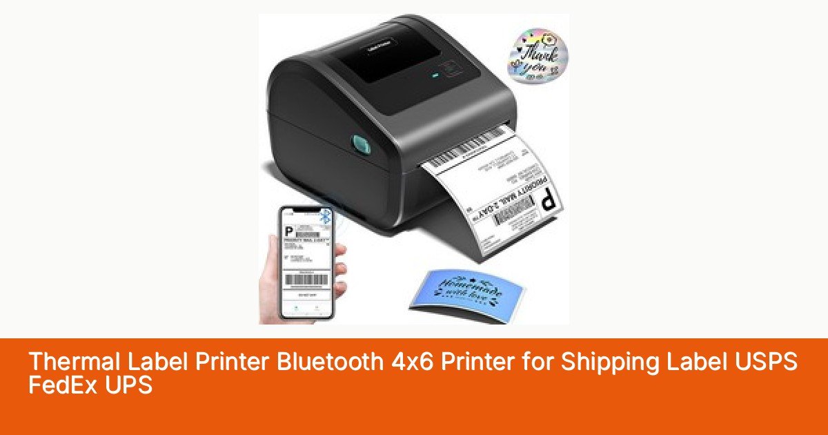 Thermal Label Printer Bluetooth 4x6 Printer for Shipping Label USPS FedEx UPS