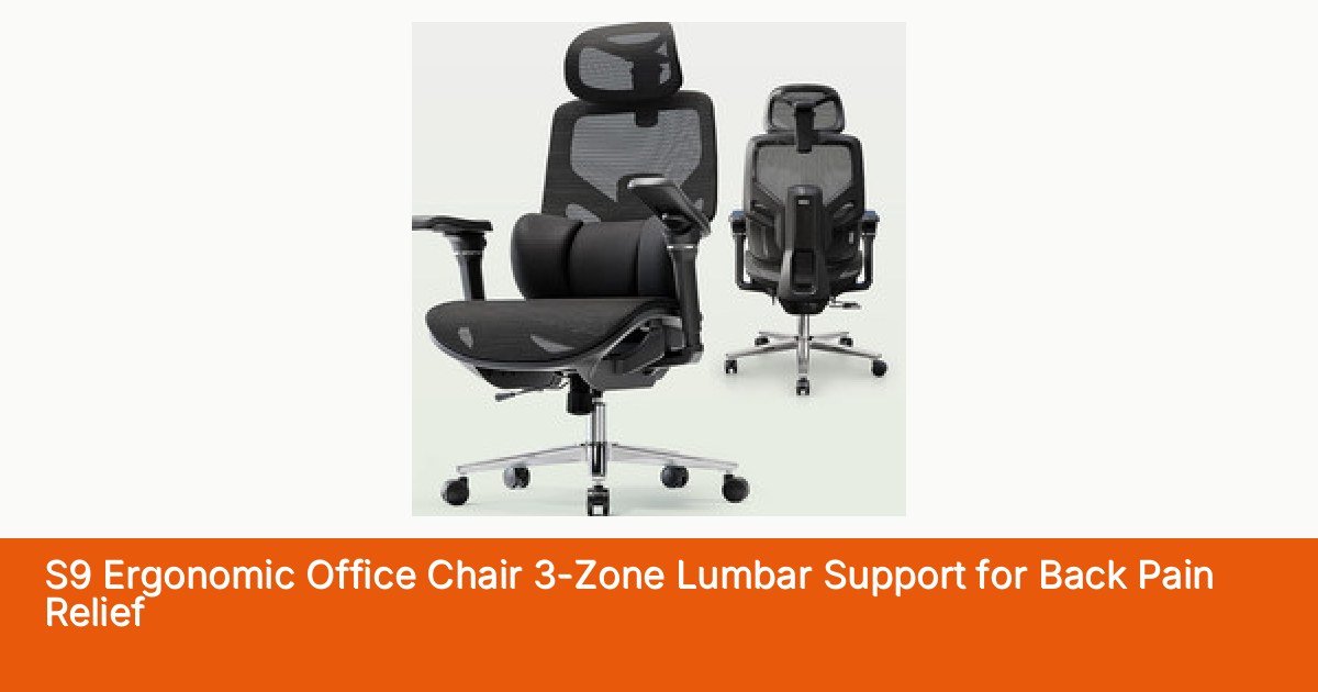 S9 Ergonomic Office Chair 3-Zone Lumbar Support for Back Pain Relief